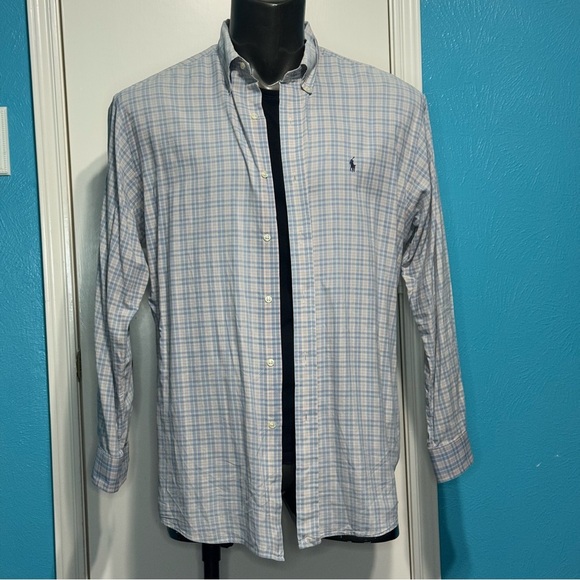 Ralph Lauren Pastel Plaid 100% Cotton Long sleeve button down Shirt L GUC - Picture 2 of 10